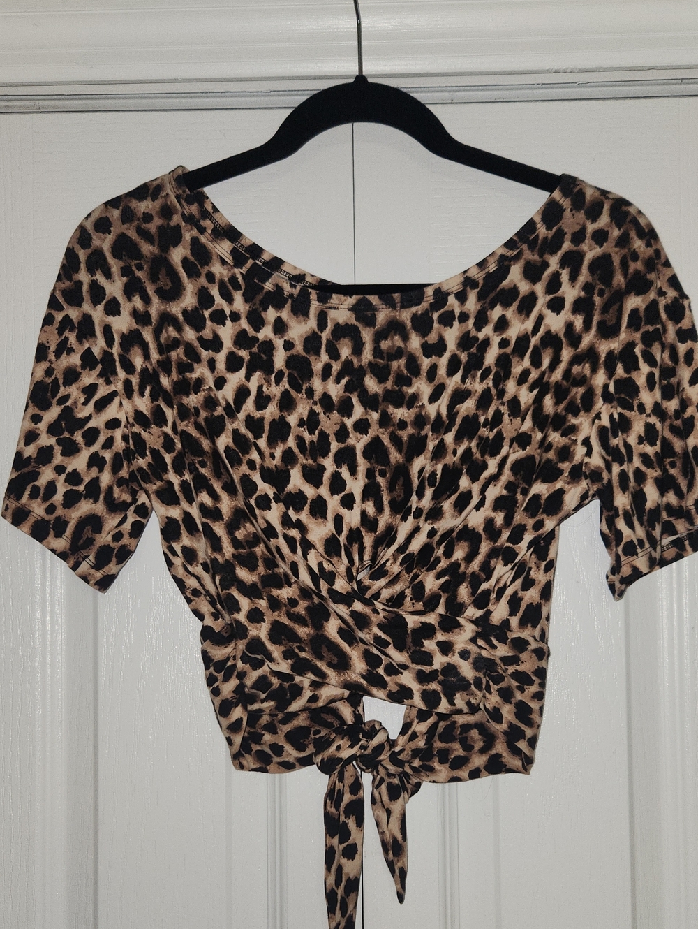 Victoria's Secret Leopard Tie-Front Crop Top in Brown and Black